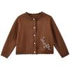 Hacikis Girls' Khaki Floral Knit Cardigan