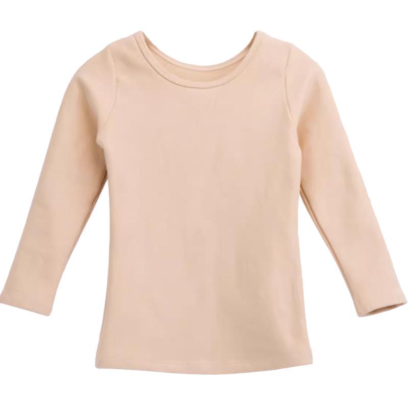 Girls' Nude Color Velvet Winter Dance Base Layer Leotard