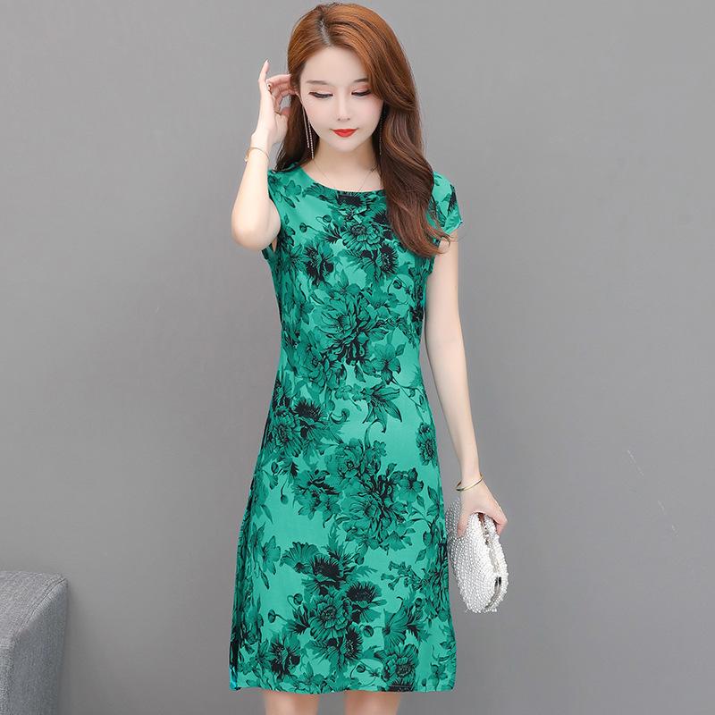 Letní dámské bavlněné šaty velké velikosti Šaty s volným páskem pro matku