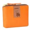 Mozu 86091 Genuine Leather Bifold Short Wallet with Box-Shaped Coin Purse, Swedish Elk Design, Women's, Orange