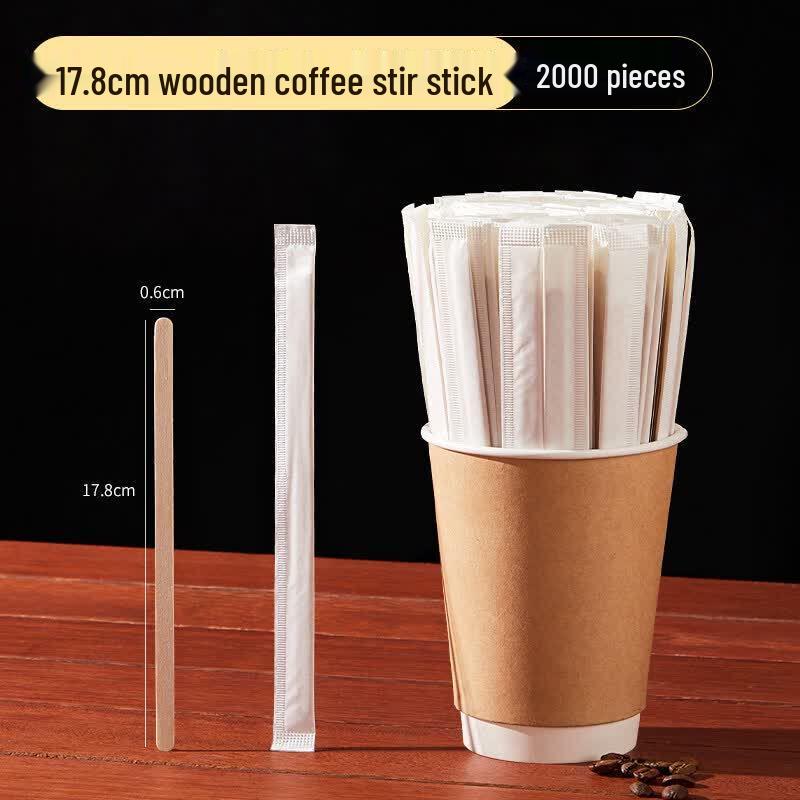 ZISIZ 23cm Biodegradable Wooden Coffee Stirrers with Three Holes