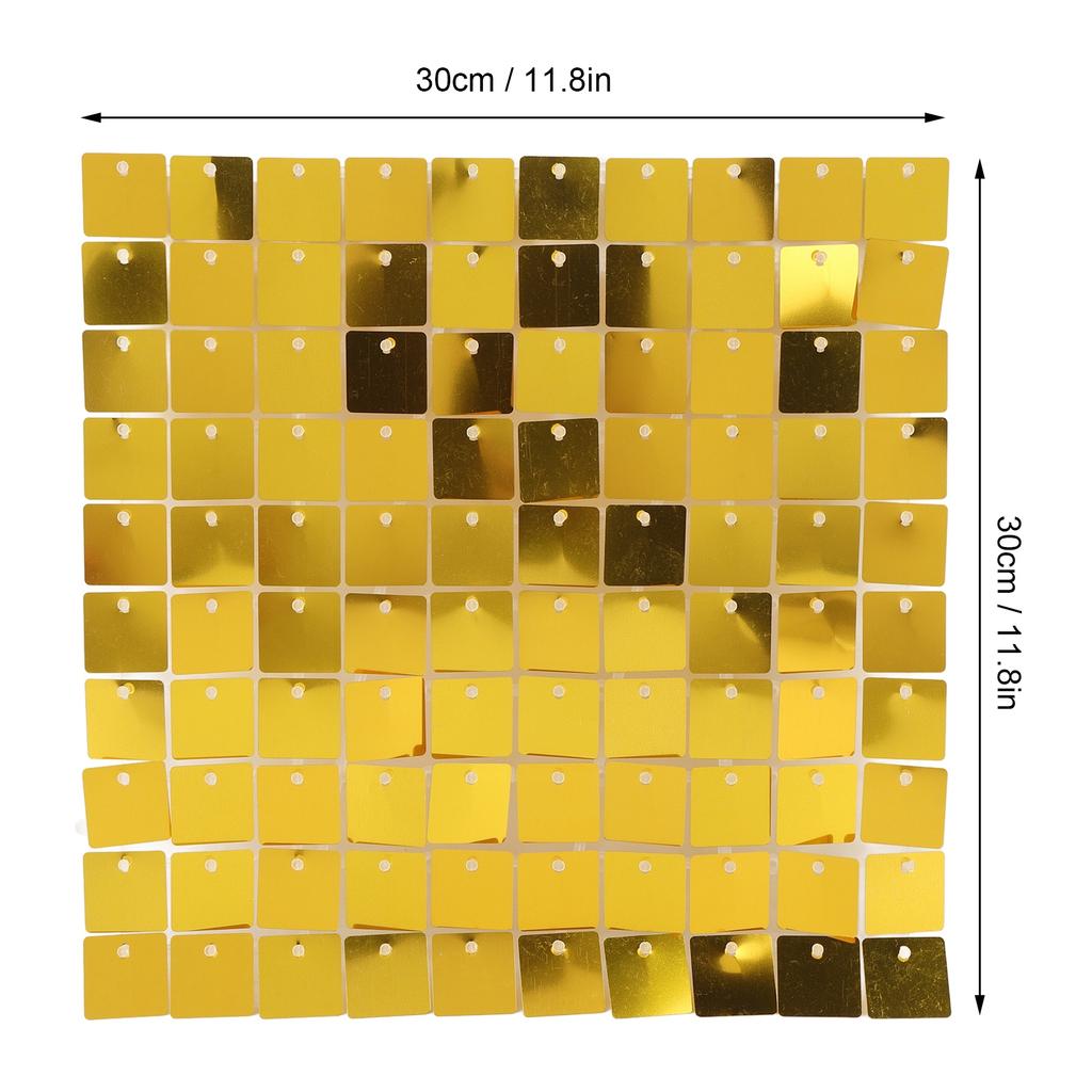 8PCS Square Sequin Wall Panels Glitter Backdrop for Birthday Wedding Party Decoration 30x30cm Sparkle Panel Set with Zip Ties