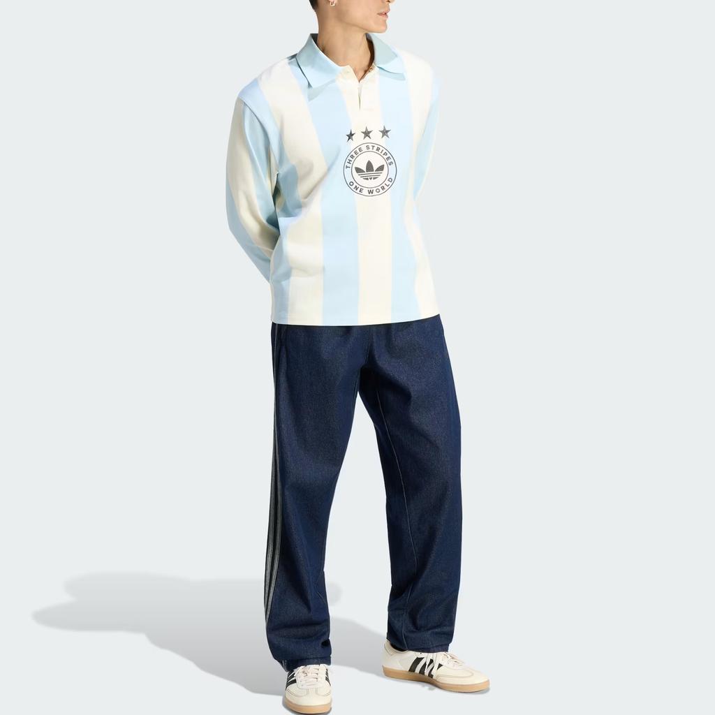 Adidas Originals Three Stripes Comfortable Simple Long Sleeve Polo Shirt Men tops KU9190