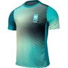 Sucha Koszulka Piłkarska Męska z Krótkim Rękawem i Okrągłym Dekoltem Odprowadzająca Pot Snowflake-Gypsum Cyan-Nebula White FJ2737-744