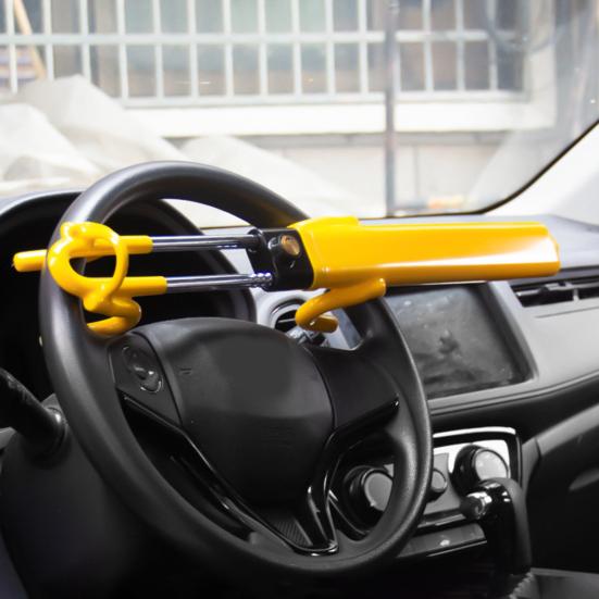 Twin Bar Car Steering Wheel Lock High Visibility Adjustable Universal Fit Heavy Duty Steering Wheel Lock Anti-Theft Device