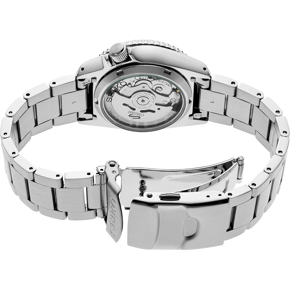 Seiko 5 Sports Automatic Men's Watch Stainless Steel Case Luminous Hands Silver Navy
