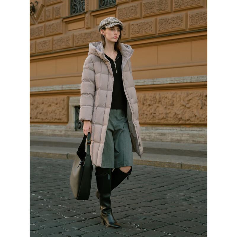 Bingjie Women's Long Hooded 95% Duck Down Puffer Jacket