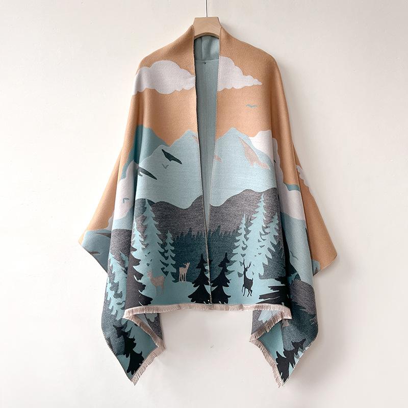 Imitation Cashmere Scarf Women'S Fashion Versatile Thickened Warm Long Scarf Shawl Fringed Decorative Scarf