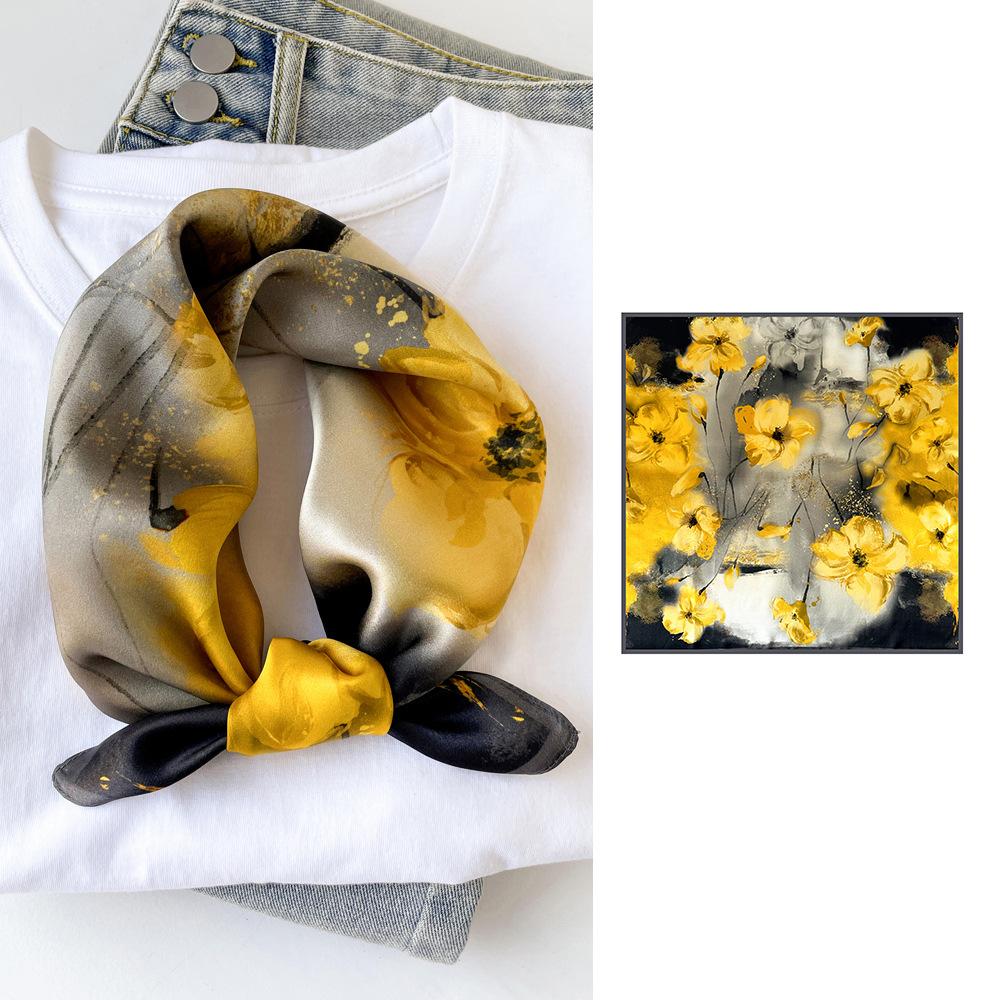 Seidentuch klein quadratisch Damen Nationalstil bedruckt Maulbeerseide Tuch quadratisches Tuch Seide schlicht Kreppsatin Seidentuch