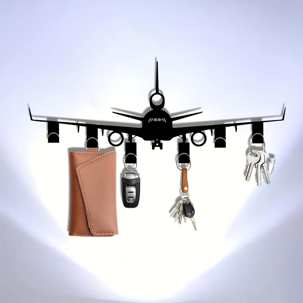 

Metal Airplane Key Holder, Wall Mounted Jewelry Hook, 25cm Black Key Rack for Entryway, Office & Front Door, Durable Storage Decor чорний