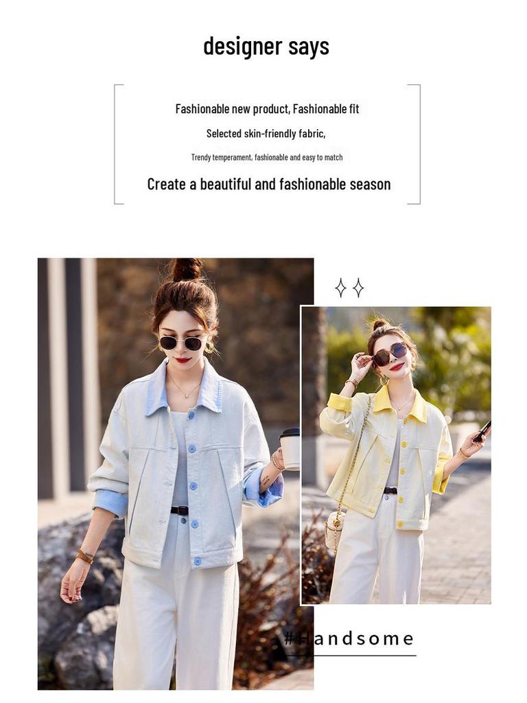 2025 Spring Women's Korean Slim Fit Washed Cotton Casual Jacket