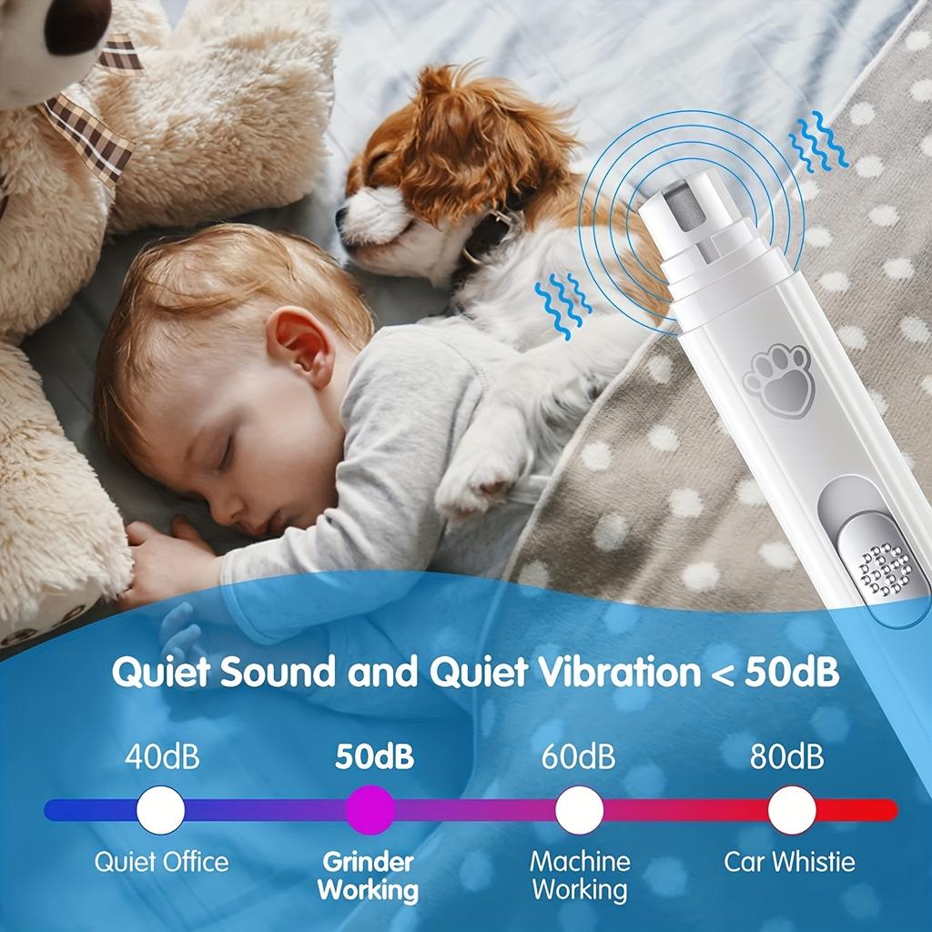 Painless USB Charging Dog Nail Grinders Rechargeable Pet Nail Clippers Quiet Electric Dog Cat Paws Nail Grooming Trimmer Tools