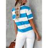Short Sleeve Striped T-Shirt, Crew Neck Casual Top For Summer & Spring, Women's Clothing