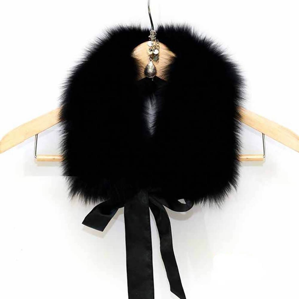 New Warm Fur Collar Scarf Soft Fluffy Women Scarves Faux Fur Bow Ribbon Neck Wrap for Fall Winter