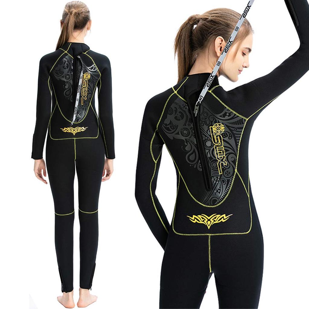 MORGEN SKY 5mm Women's Wetsuit with Zippers At the Arms and Legs, Back Zip for Surfing and Diving, Size 1107(S)