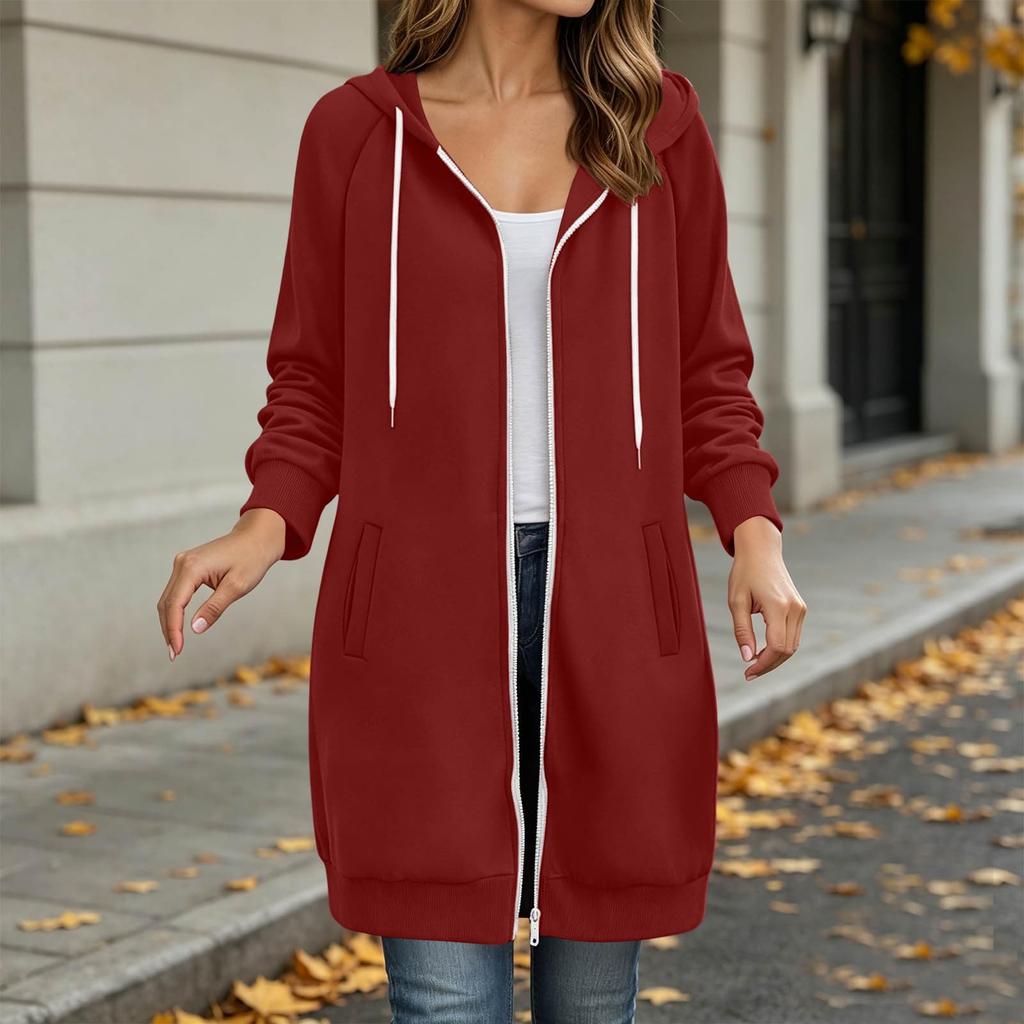 Women's Zip Up Hoodie Color Long Sleeve Hooded Sweatshirt Jacket with Pockets