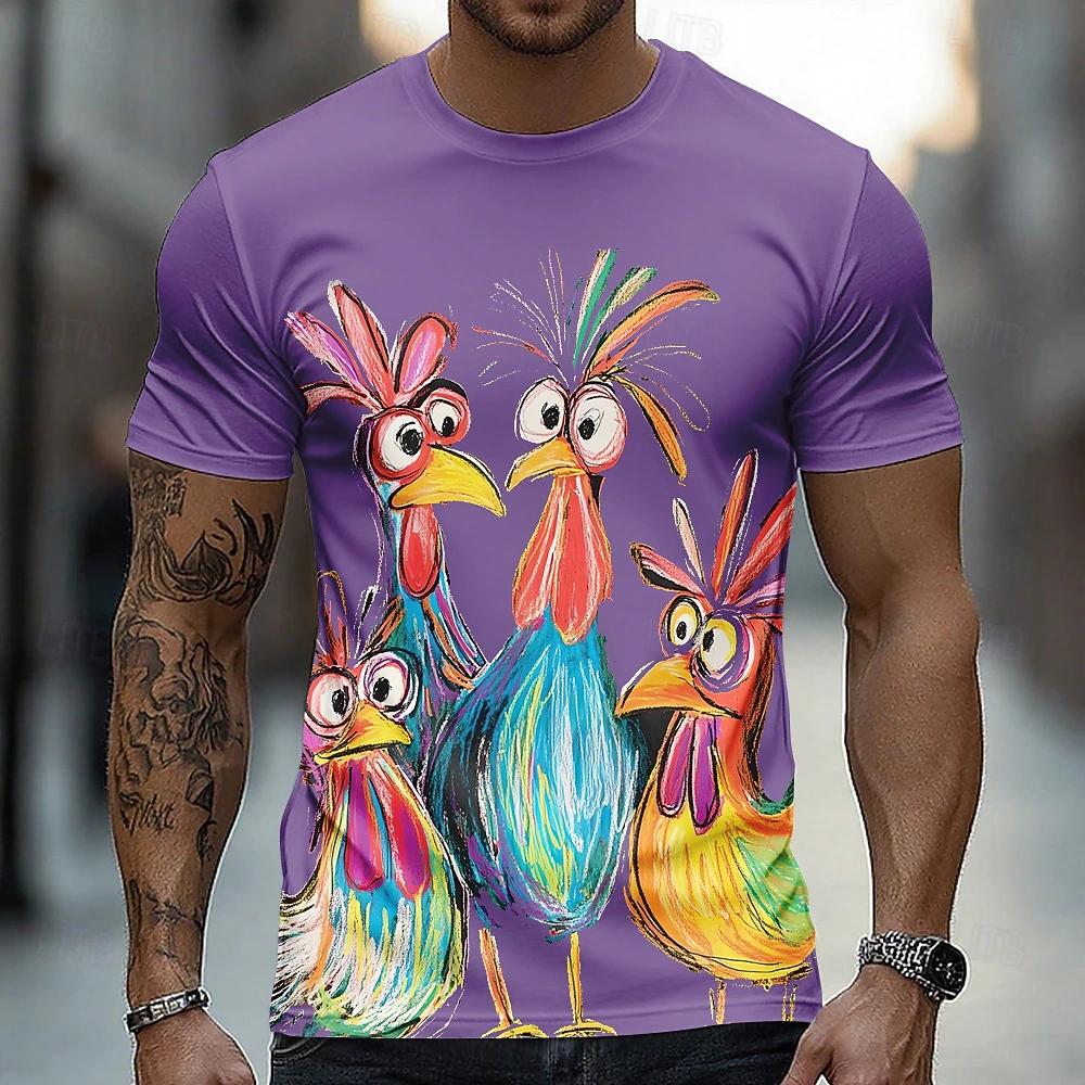 Funny Cartoon Animal Print T-Shirt New Men s Short Sleeve Street Style Crew Neck Top 6XL