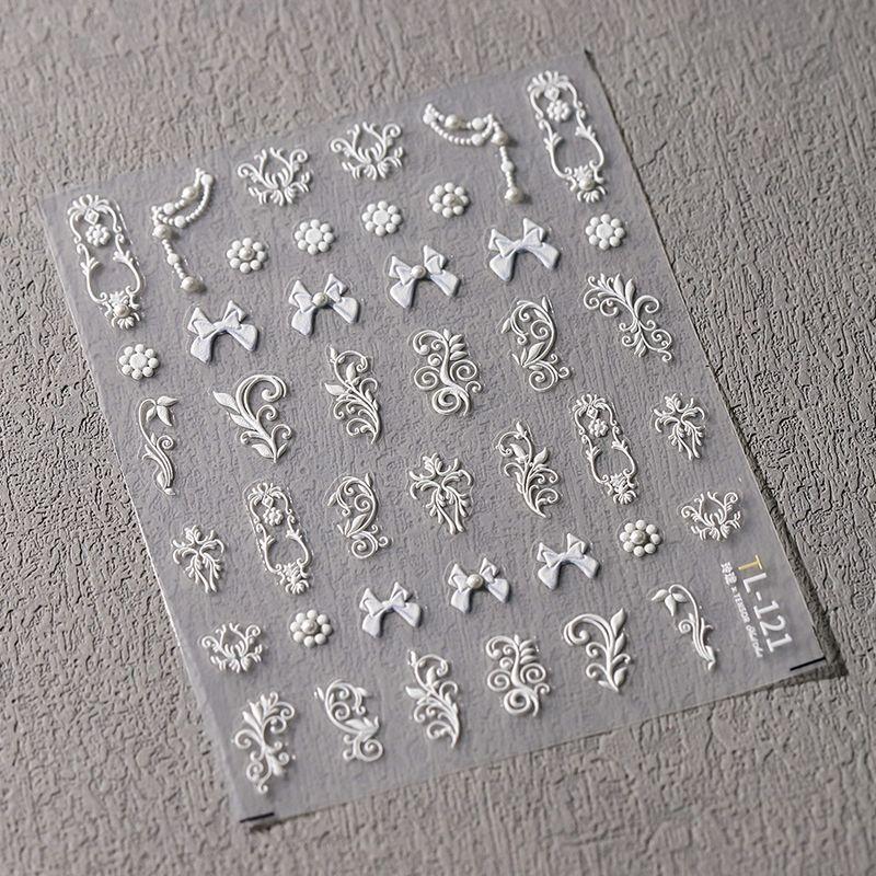 

Season Pearl Flower Bow Tie Three-Dimensional Relief Nail Sticker Waterproof Nail Sticker Ornament Tl121 130 TL121 (point Pearl)