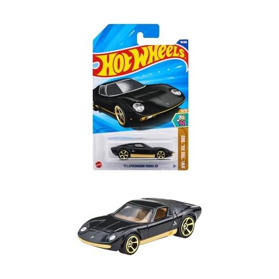 Hot Wheels базовая машинка Lamborghini Miura P400 SV Игрушечный автомобиль Мини-машинка 3 года и старше Черный JFN83