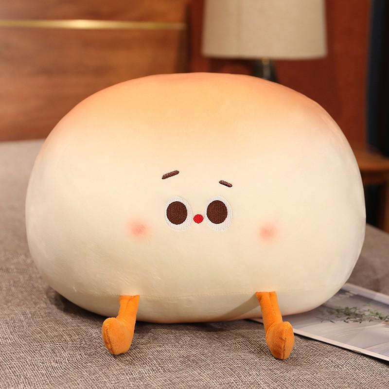 Cute Plush Steamed Bun Pillow Stuffed Bun Cartoon Bread Plush Food Pillow Cushion Kids Toys