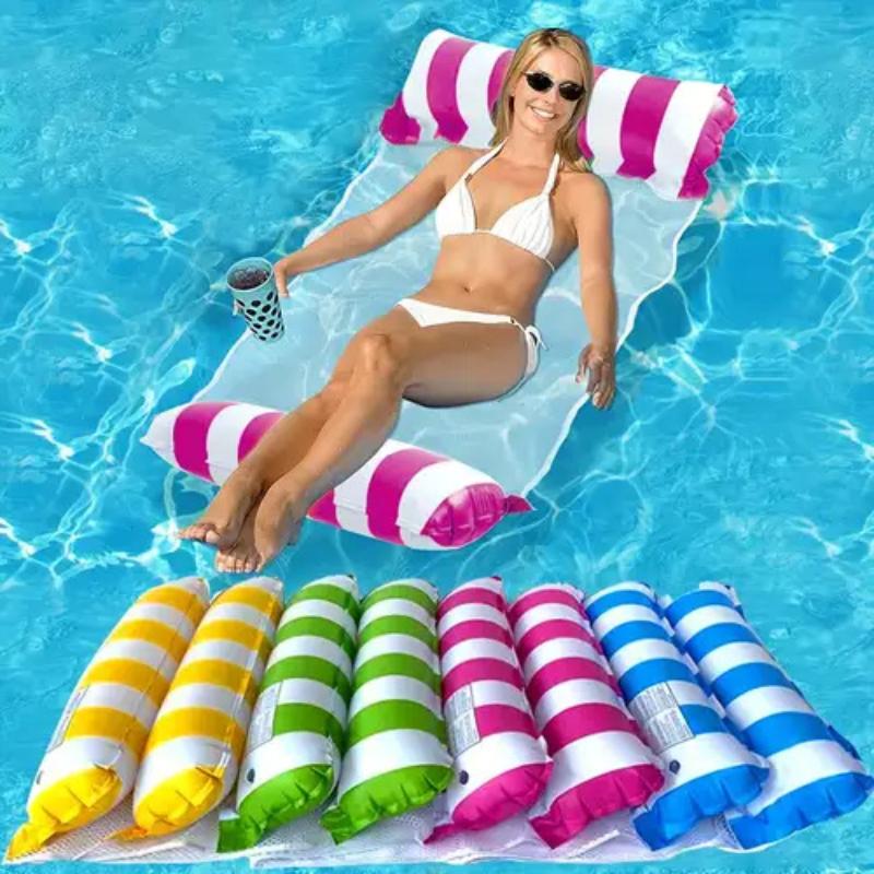 Inflatable Floating Water Hammock Foldable Lounger Portable Floating Bed Floating Row For Pool Beach