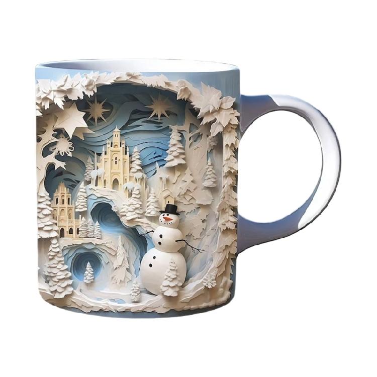 Festival Snowman Themed Ceramic Mugs Christmas Kitchenwares For Coffee Teas Dishwasher Friendly Homes Use