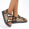 Sports Sandals Women's Summer New Round Toe Open Toe Metal Buckle Platform Lightweight Non-Slip Wear-Resistant Flats