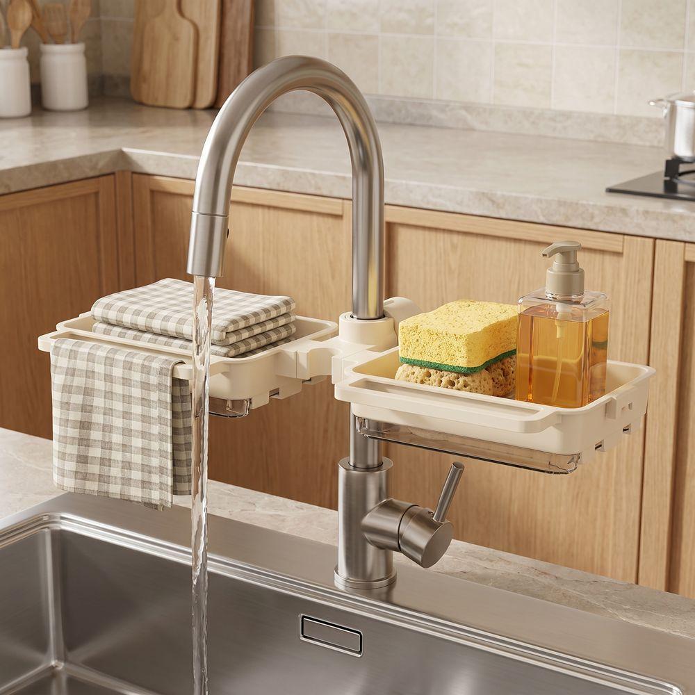 Plastic Sink Drain Rack Hanging Sponge Storage Rack Sink Faucet Organizer Bathroom