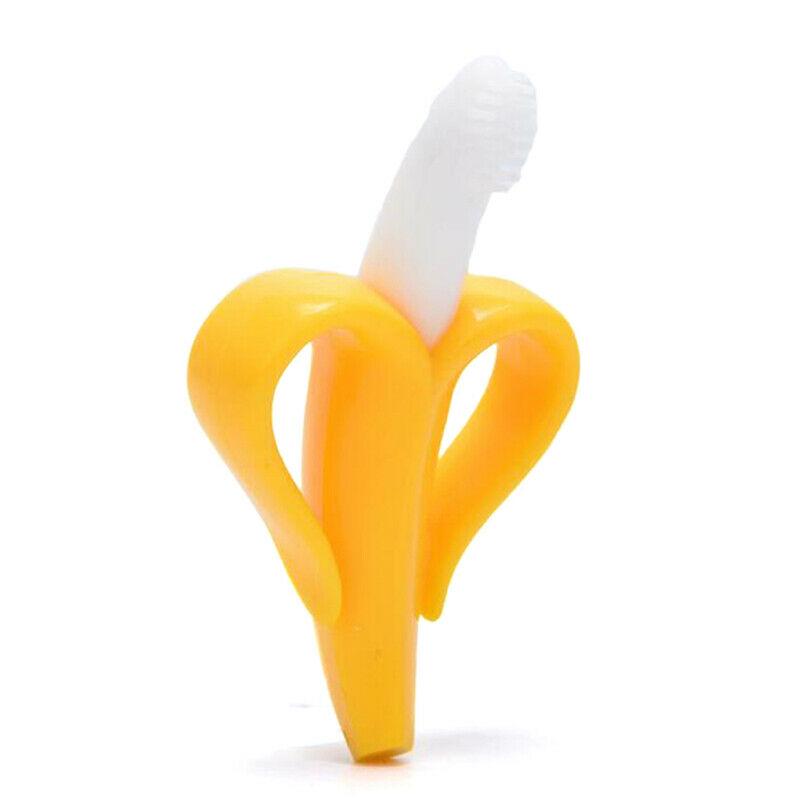 Safe Baby Teether Teething Chew Toy Safe Food Silicone Banana Toothbrush Tool