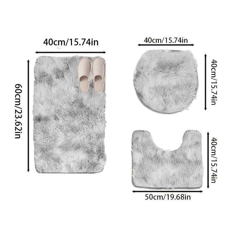 3pcs Set of Fluffy Super Soft Non-Slip Bathroom Mats, Polyester Material Solid Color Velvet Bath Rug Suitable for Bathtub, Shower and Toilet