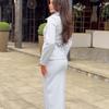 2025 Elegant Summer Cardigan & Hip Wrap Skirt with Turn-Down Collar - New European & American Style Women's Dress