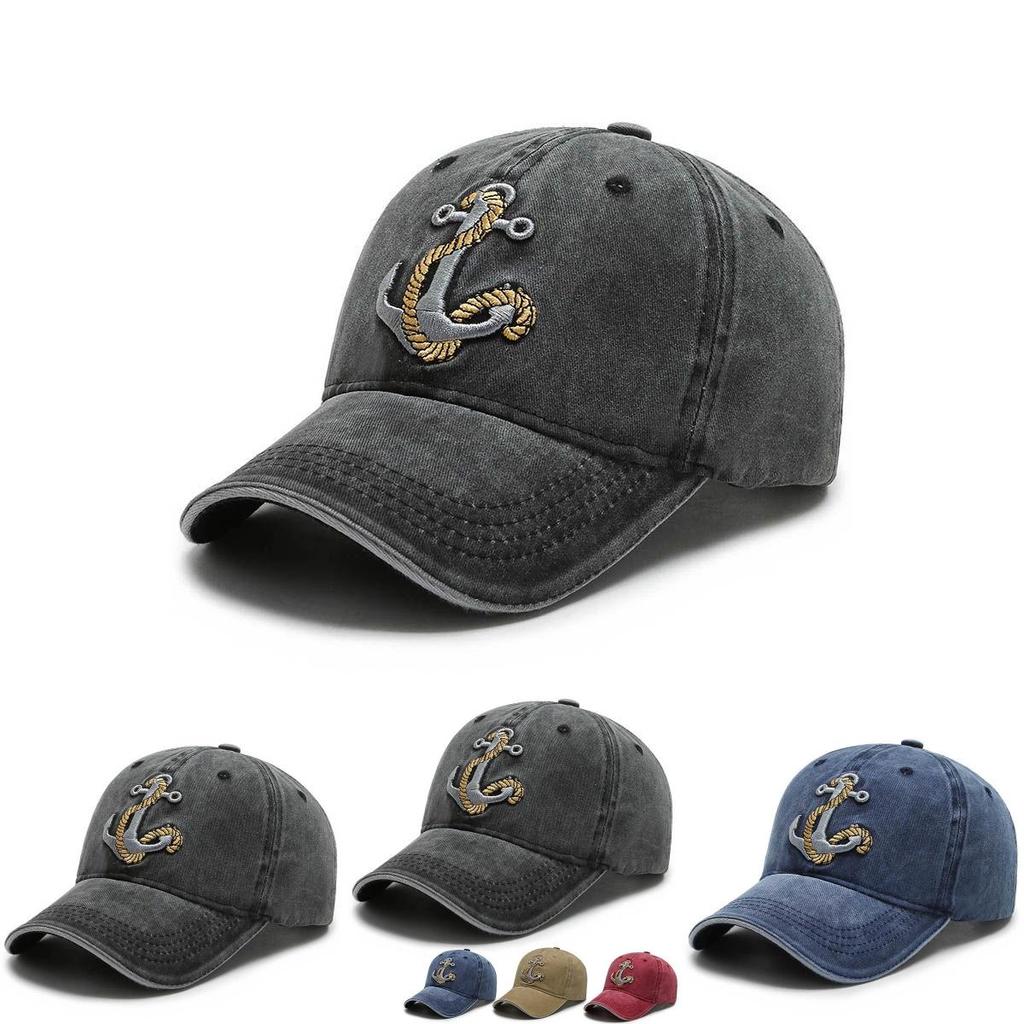 Cappellino da baseball da uomo alla moda con design unico di ancora ricamata per le stagioni primaverile e autunnale