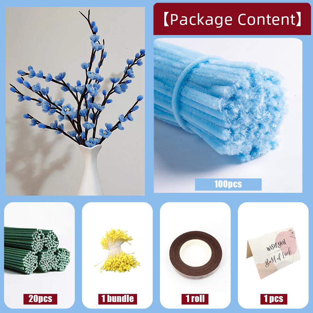 Handmade pipe cleaner Plum blossom set, perfect combination for room decoration, Christmas gifts, holiday parties, art projects