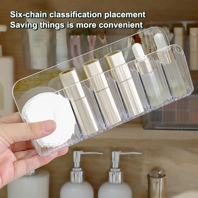 Mirror Cabinet Storage Box Wall Hanging Punch-Free Wall-Mounted With Partitions Bathroom Mirror Cabinet Cosmetics Mask Rack