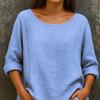 Women Tops Round Neck Long Sleeve Loose Fit Casual Blouse Breathable Soft