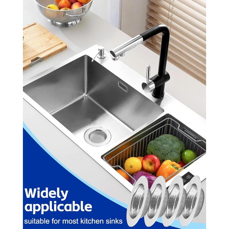 1/3/5 PCS Stainless Steel Sink Strainer Universal Fit Drain Basket Rust-Proof Food Catcher for Fast Drainage Easy Clean