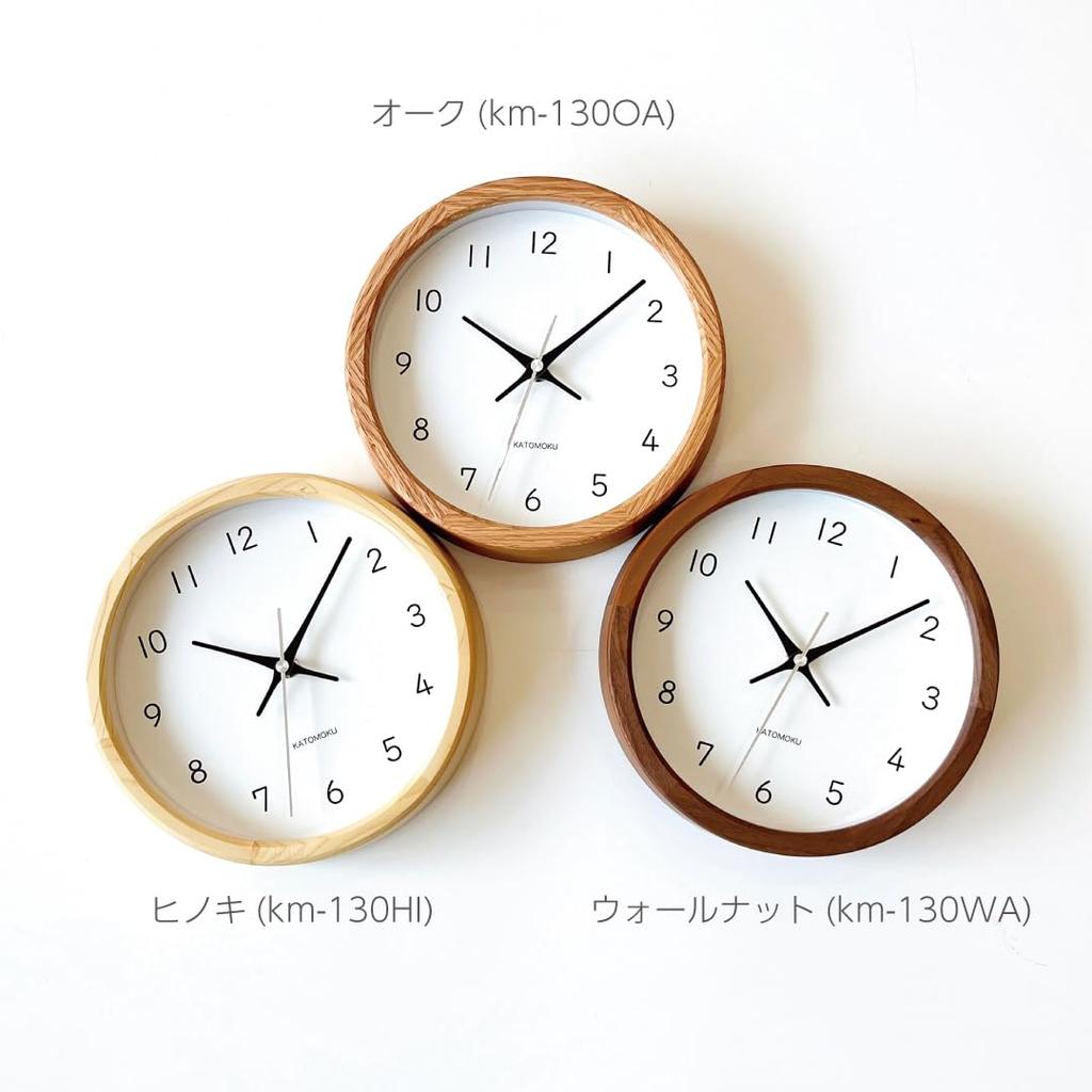KATOMOKU Muku Clock 13 Oak Wall Clock with Continuous Second Hand km-130OA 220mm (Quartz Clock)