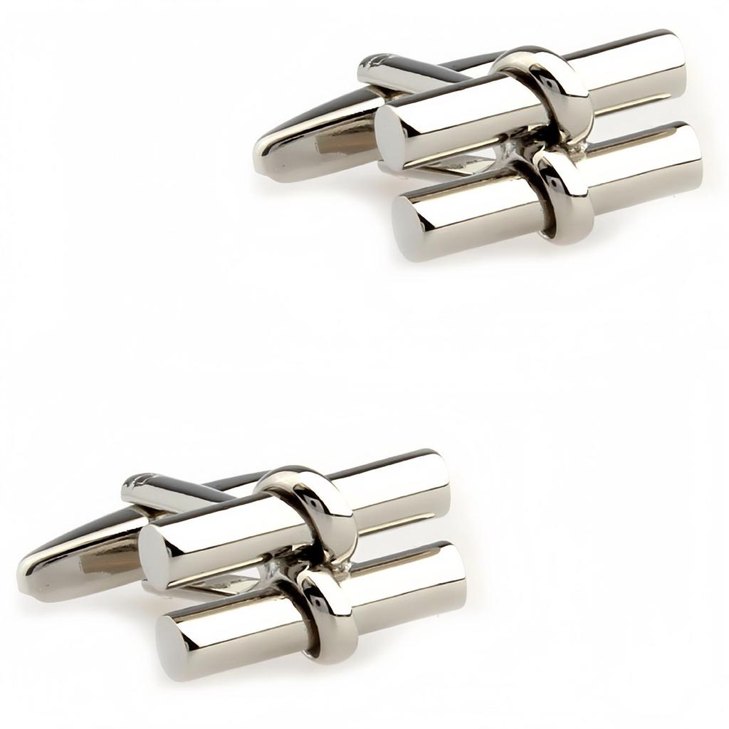 V-förmige Metallmanschettenknöpfe mit lasergraviertem Logo und gebürsteter Oberfläche