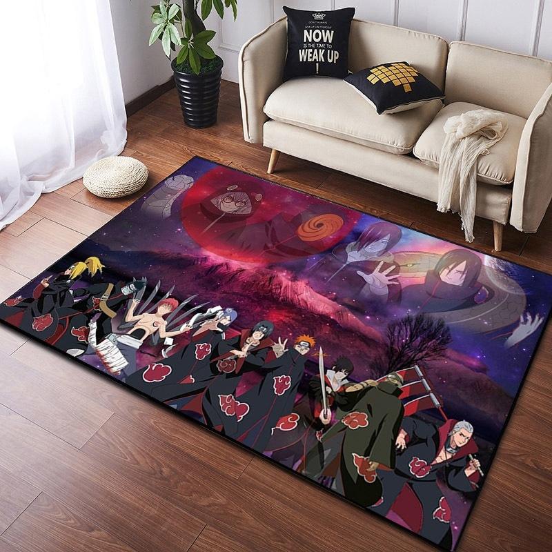  Naruto Anime Carpet Cloud Akatsuki Anime Rug for Boy's Gaming Room Decor Non Slip Style E-sports Swivel Chair Floor Mat