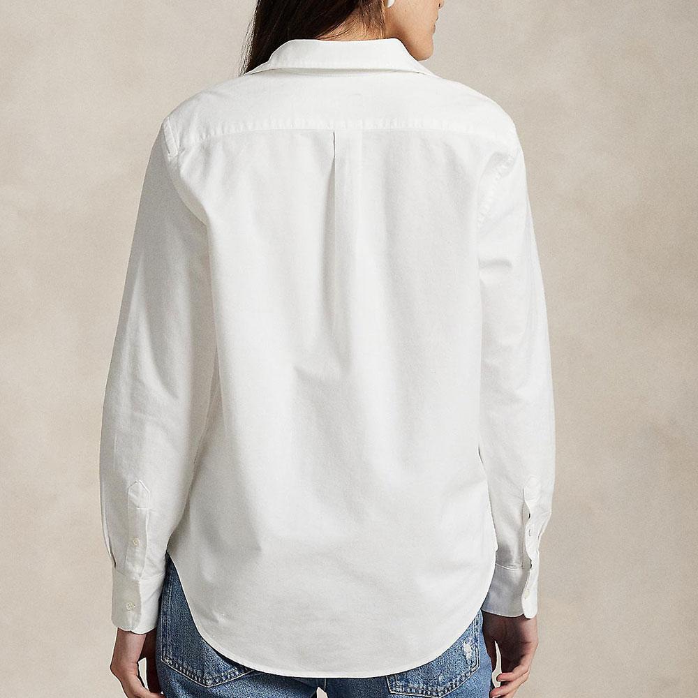 Polo Ralph Lauren Solid Color Brand Logo Long Sleeve Shirt Women Shirts White WMPOSHTNDO20755-100