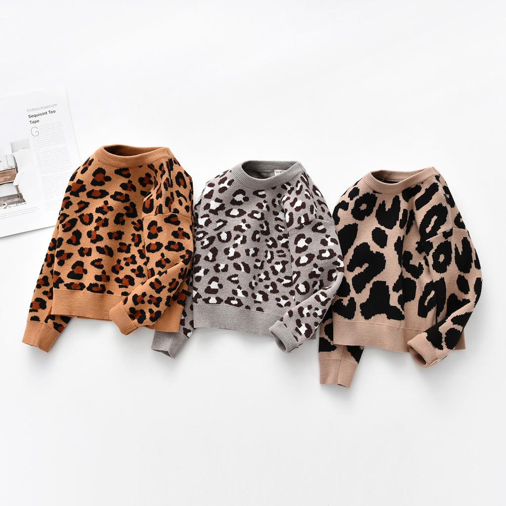 MAITA Batole Děti Kojenec Děvčata Chlapci Mikina Topy Leopard Bunny Potisk Svetr Topy Jarní Podzimní Oblečení