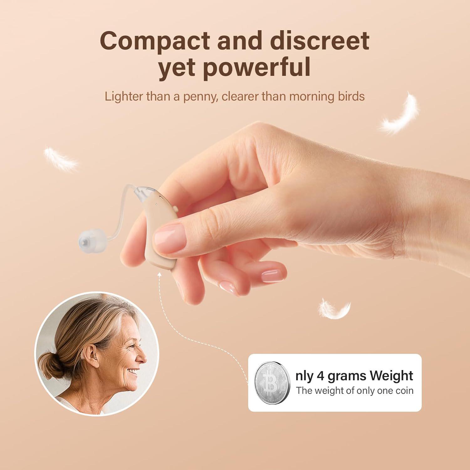 

16-Channel Digital Hearing Aids with Noise Reduction & Display Charging Case Nude Pair