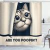 Vintage effect funny whimsical humor cat shower curtain fabric bathroom decoration shower curtain with hook, 180x180cm