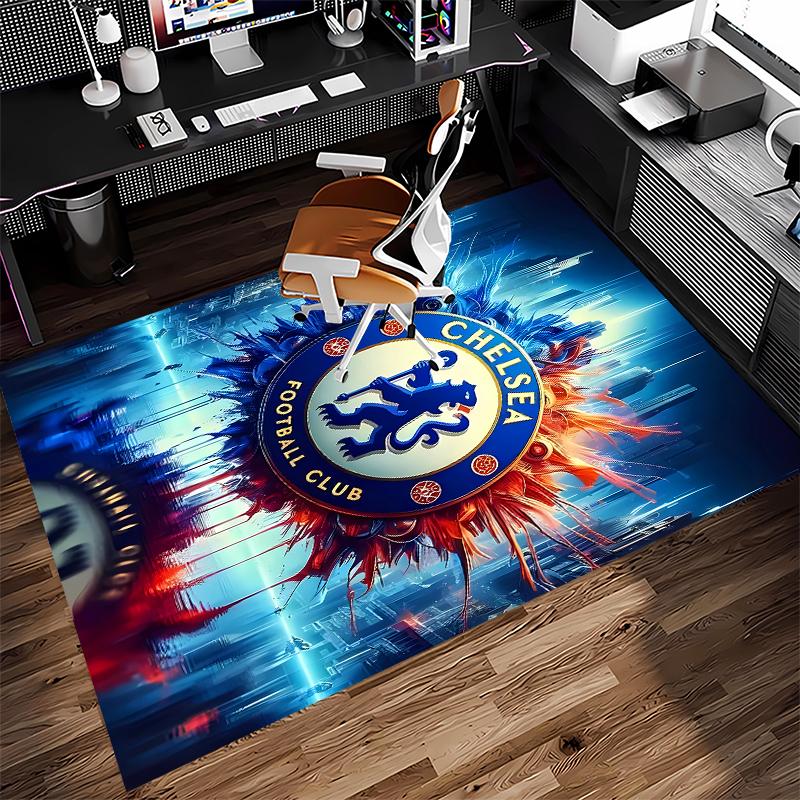 1pc Chelsea FC logo Print Area Rug - Soft,Washable Non-Slip Indoor Mat for Office Chairs,Living Room,Home Office Decorative Rug