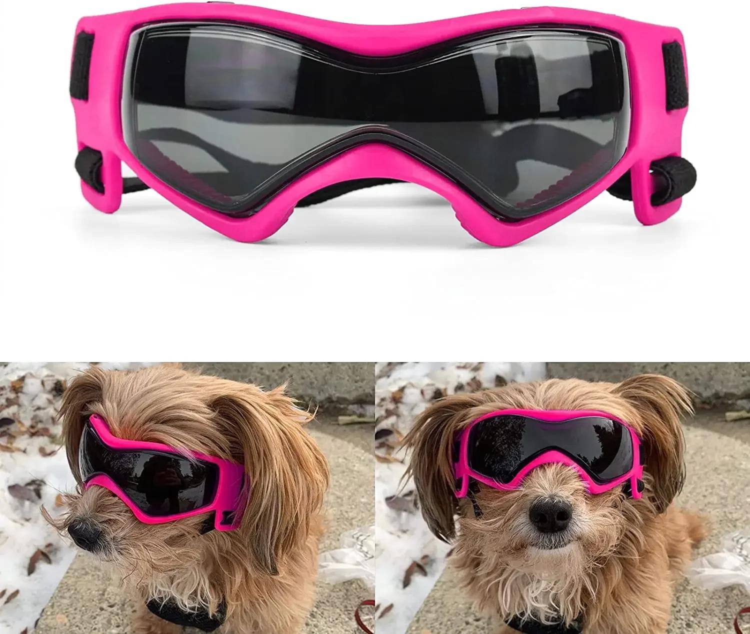 

ATUBAN Dog Sunglasses Dog Goggles, Comfortable Soft Easy Wear Adjustable UV Protection Puppy Sunglasses for Small to Medium Dog S рожевий