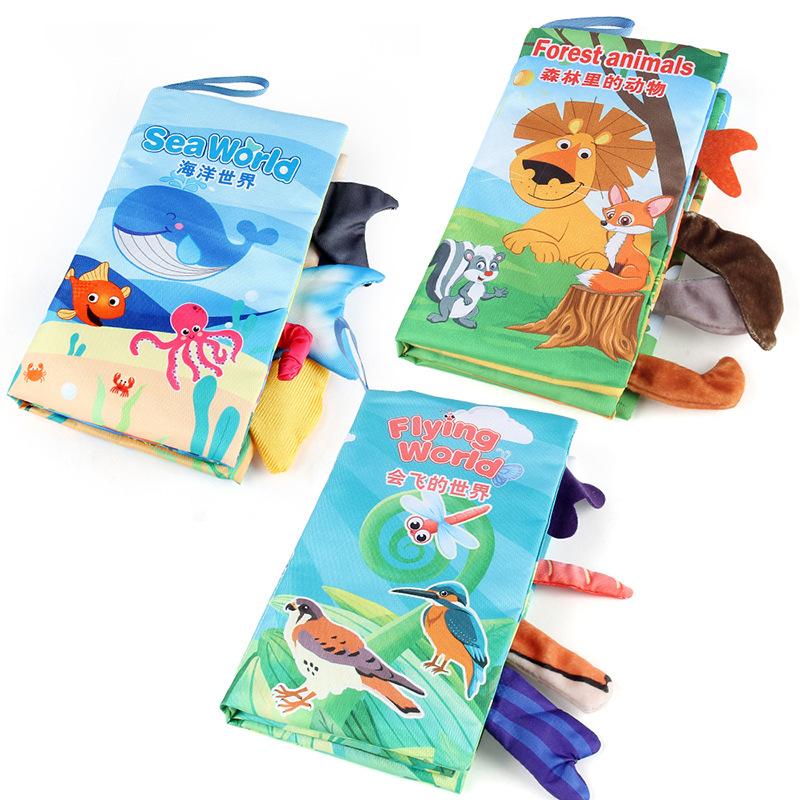 Baby Baby Sea, Land And Air Tail Cloth Book, Chinese And English Ocean Forest Flying Animal Palm Book Early Education Toy