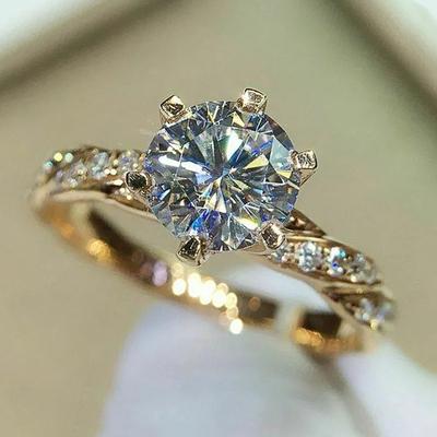 Anelli da Sposa di Lusso da Donna con Zirconi Cubici Scintillanti Colore Oro Anelli di Fidanzamento per Amante Gioielli di Moda