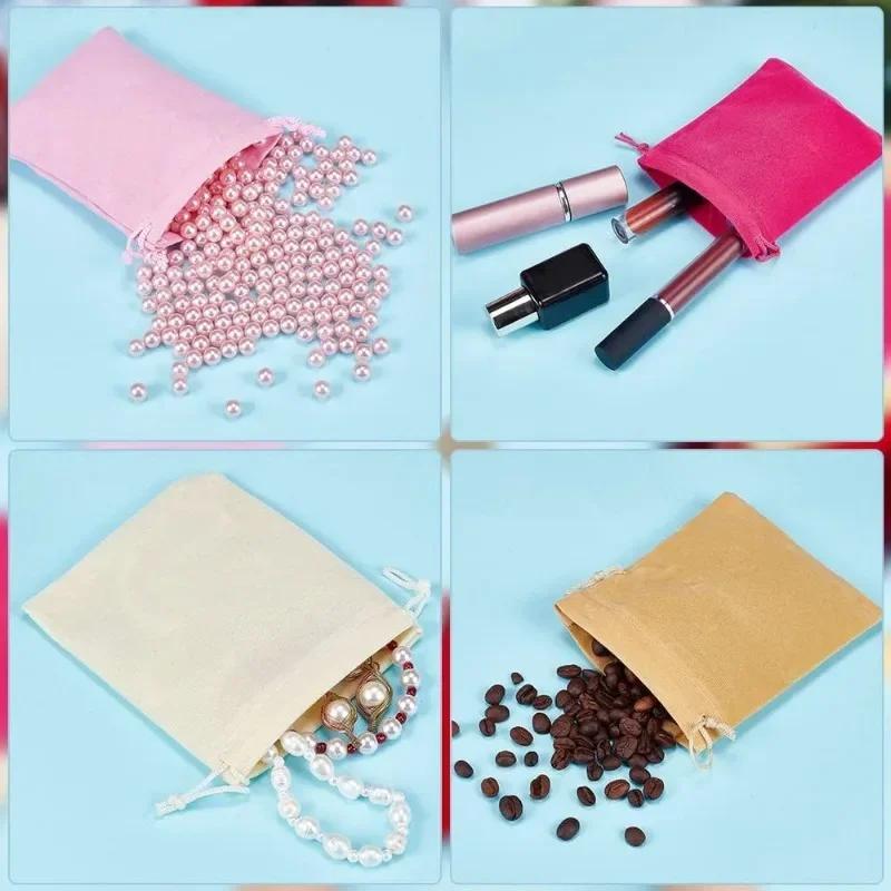 10Pcs/Lot Soft Fabric Velvet Drawstring Gift Bags Wedding Candy Christmas Pouches Jewelry Storage Bag Festival Various Size