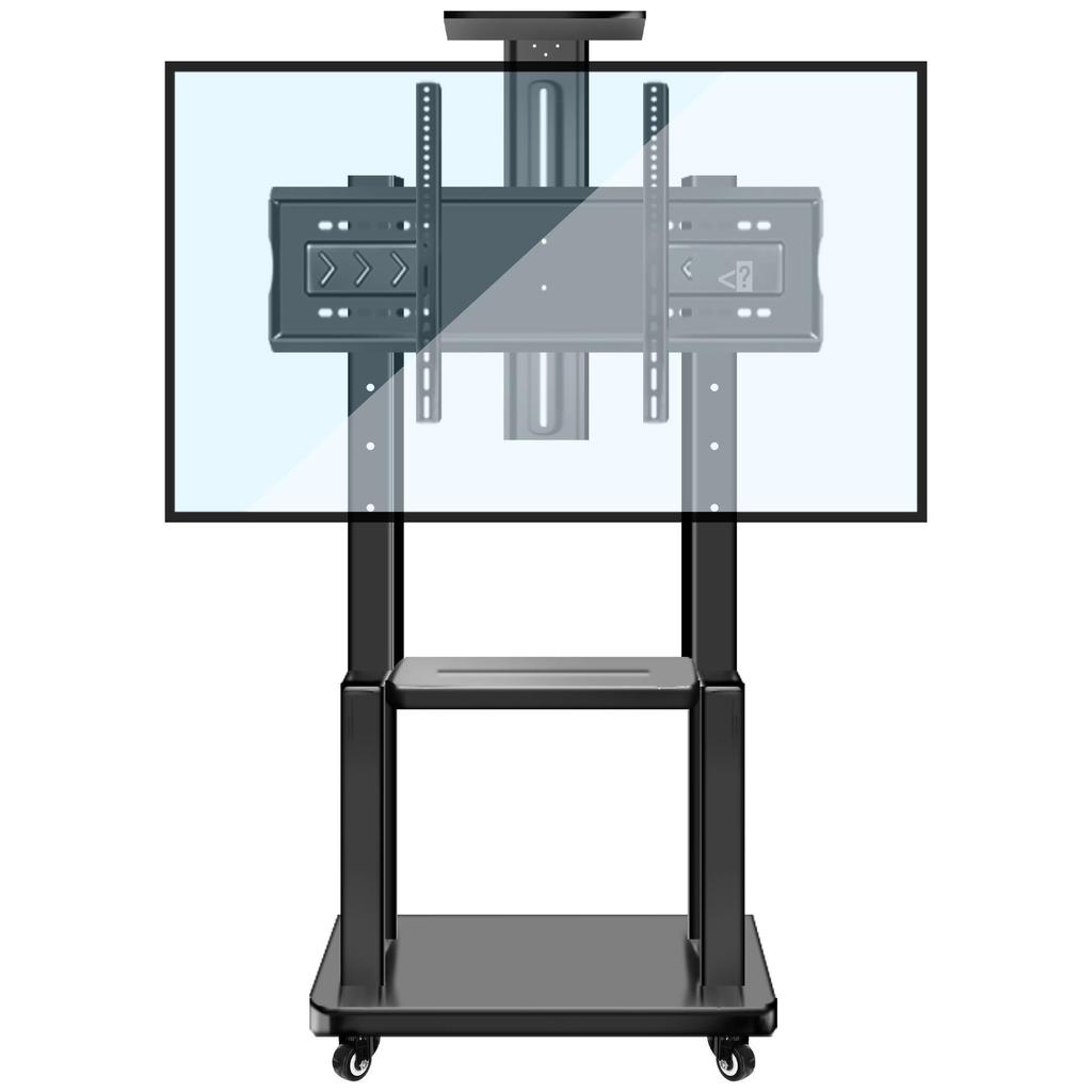 Mobile TV Floor Stand with Adjustable Mount and Shelf
