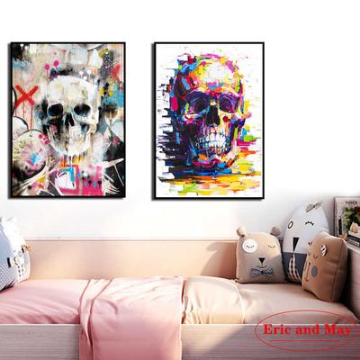 Colorful Skull Graffiti Canvas Painting Posters and Prints Wall Art Picture Abstract Decorative Home Decor Cuadros